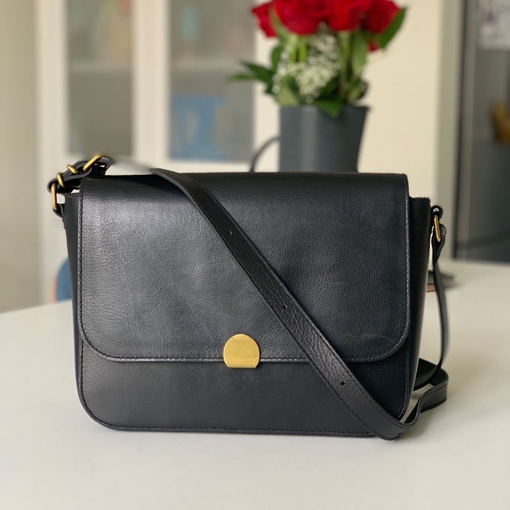Madewell Black Shoulder Bag with Gold Accents
